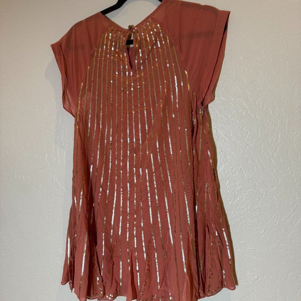 Free People Mint Julep Coral Sequins Mini Dress‎ Size XS NEW WITH TAG
